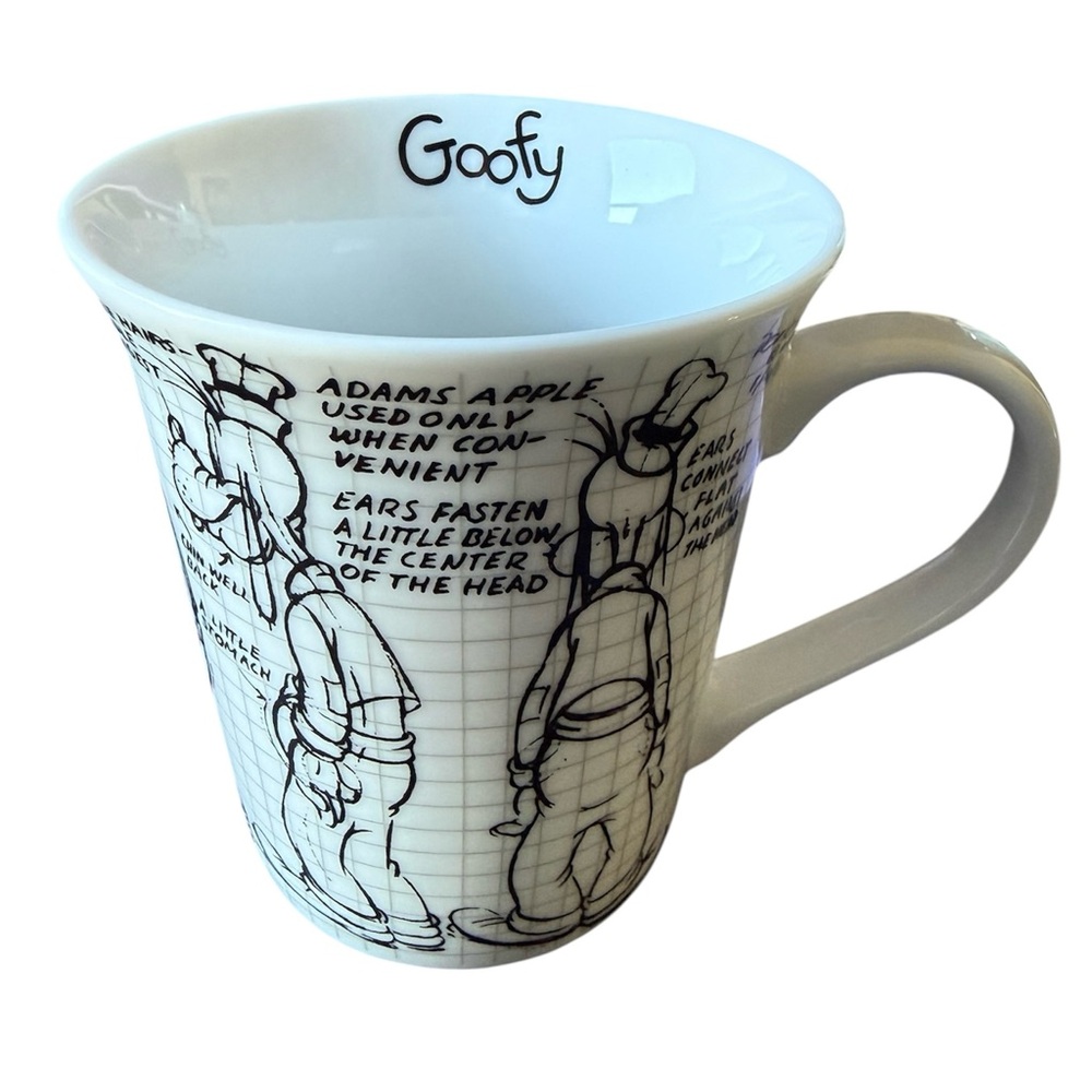 Goofy Disney Sketchbook Coffee Mug White and Black 12 ounces